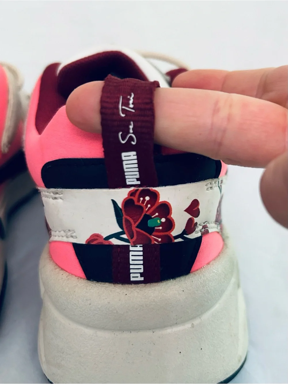 Puma‎ Women’s Cherry Bomb Cream and Pink Floral-Accent Sneakers